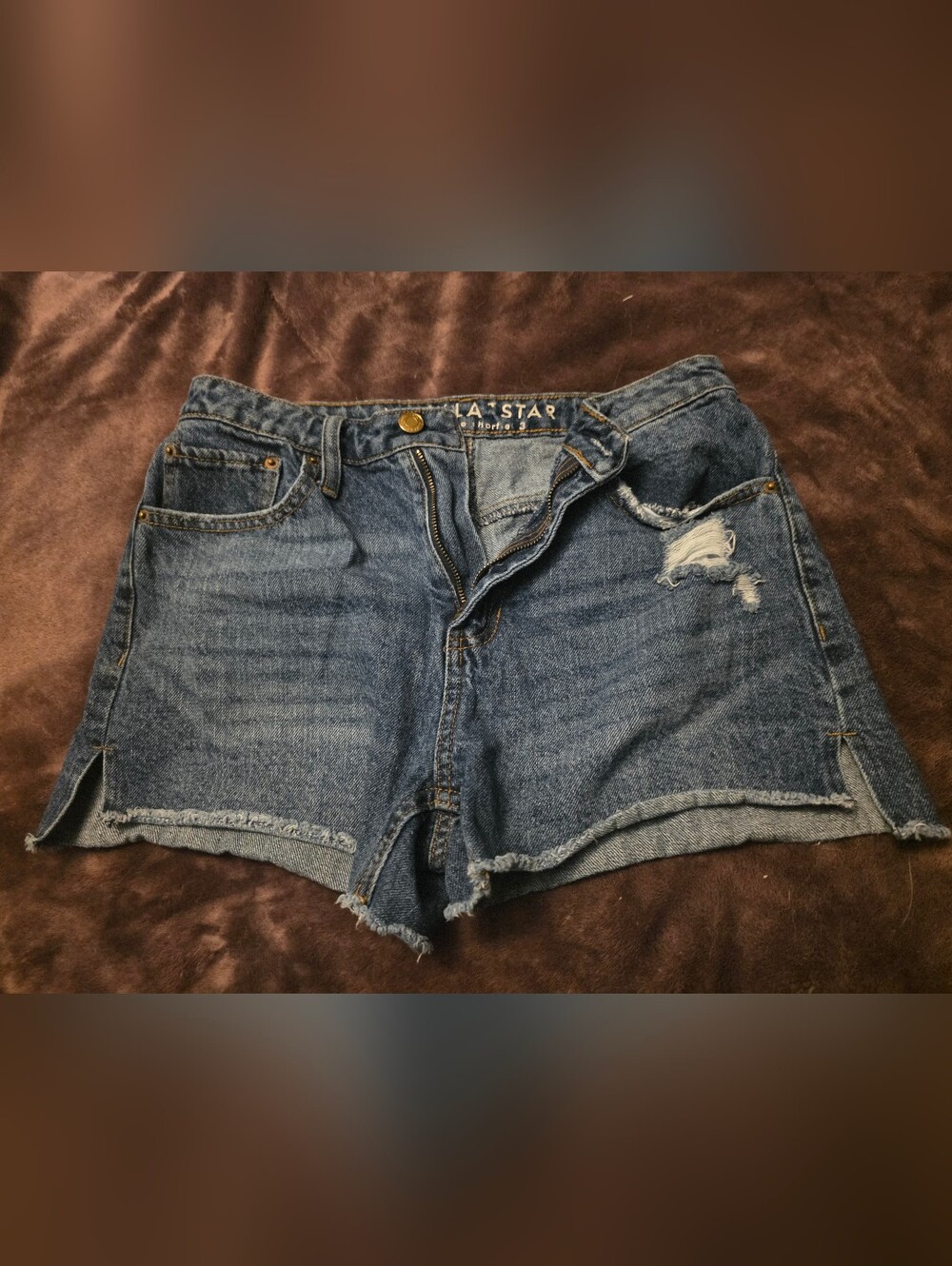 Vanilla Star Size 3 High Rise Women's Blue Denim Distressed Shorts